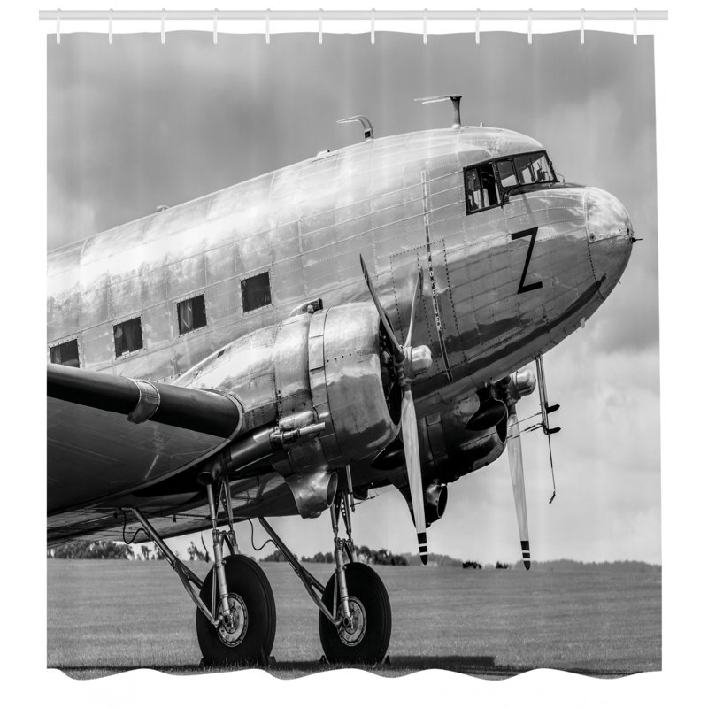 Ensemble de rideau de douche et crochets Air plane, H 84 po x l 69 po