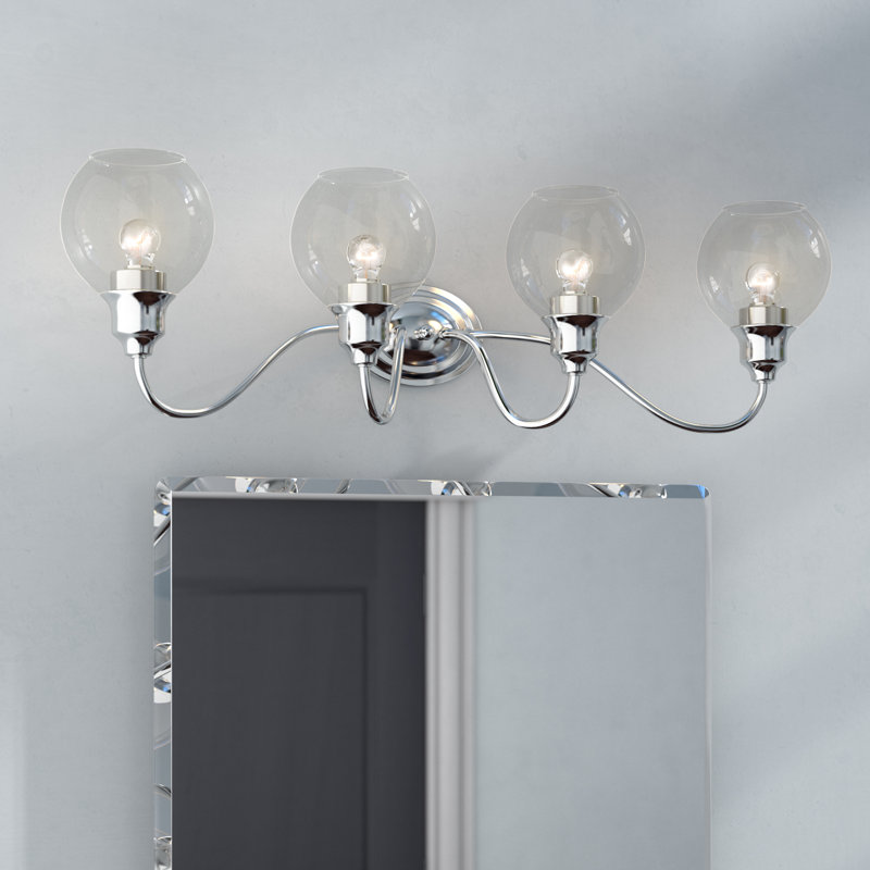 Éclairage pour meuble-lavabo 4 lumières Hunley, Transparent, Chrome poli