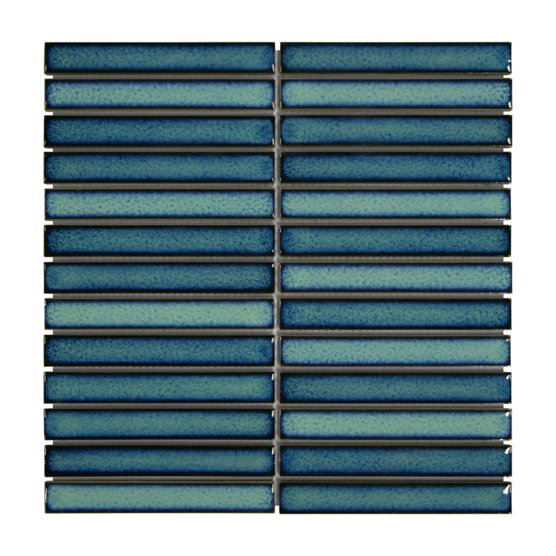 Carreau de mosaïque murale en porcelaine empilée 12 po x 12 po, Bleu / Vert