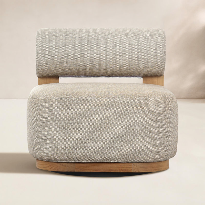 Armington Malta Outdoor Swivel Chair, Faye Sand, Natural Teak
