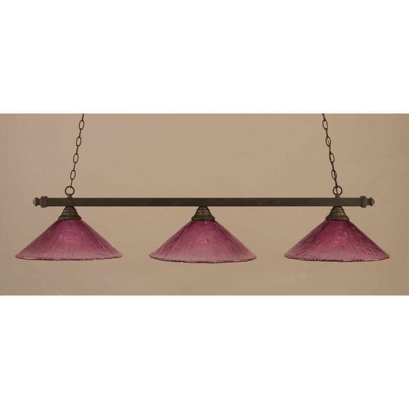 Barre carrée / ronde 3 lumières, Granite noir, Framboise