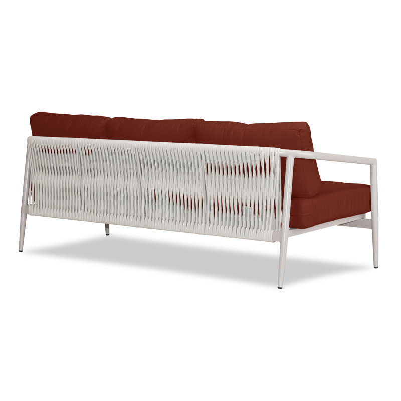 Delaine 83.25'' Wide Powder Coated Aluminum Patio Sofa with Cushions, Canvas Flax Sunbrella® Canvas, Urban Stone