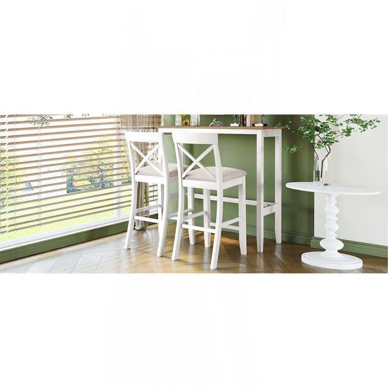 Ensemble de coin-repas en bois de 48 po Farmhouse, Brun / Blanc