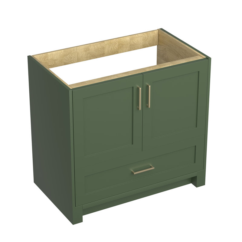 Base de meuble-lavabo simple 36 po Kalysia seulement, Or brossé / conifère