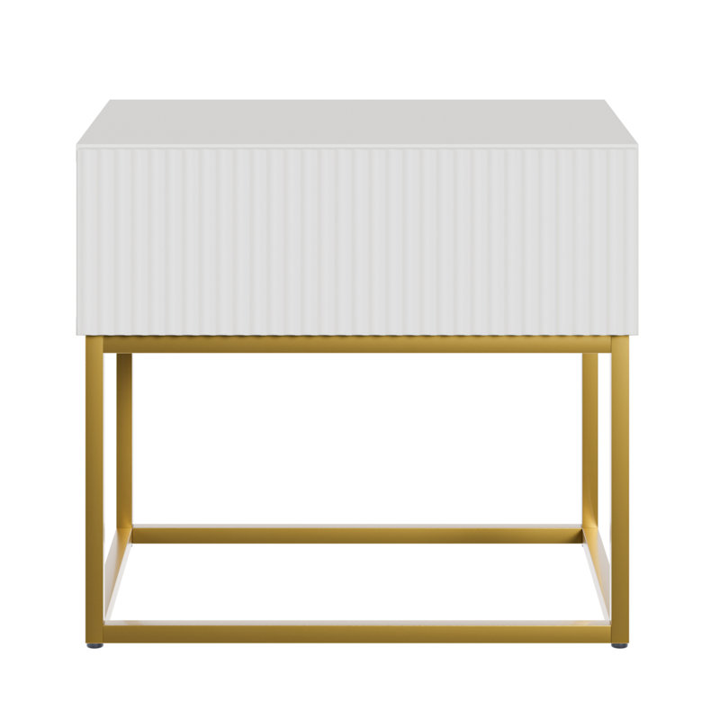 Atahan 50cm W Steel Bedside Table, White
