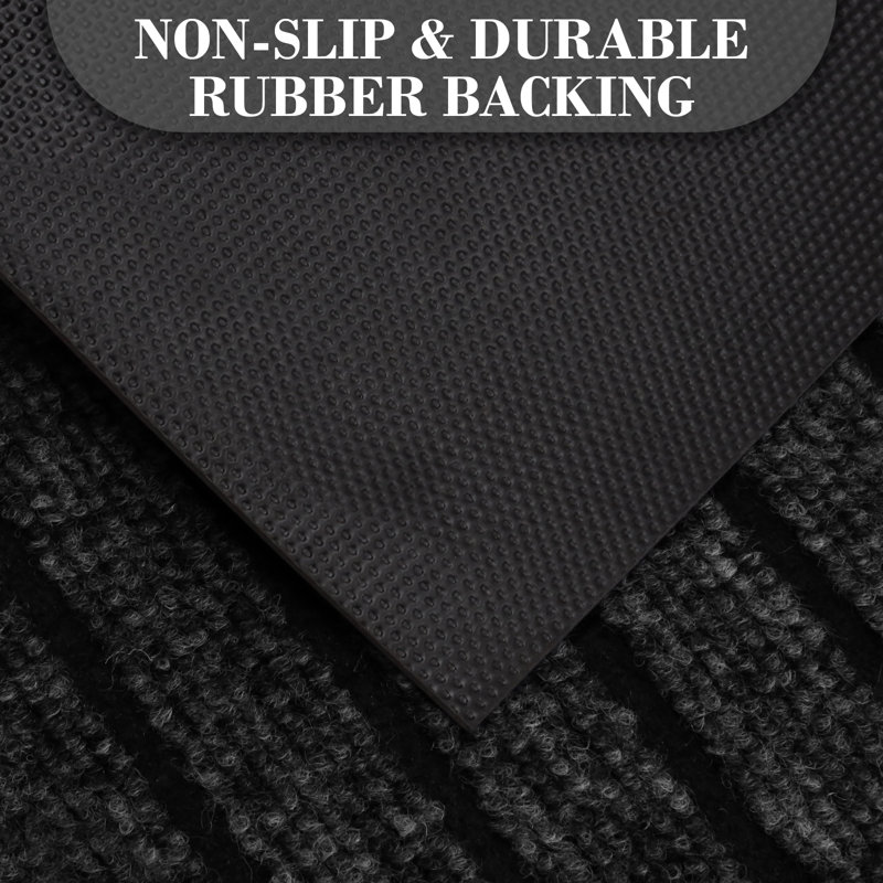 NON-SLIP RUBBER DOOR MAT - INDOOR/OUTDOOR USE, Black, 40cm W x 60cm L