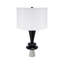 Lampe de table, lampe de table en aluminium noir D15x26,7 "avec deux accents de disques variés et abat-jour blanc (assemblage de l'abat-jour requis)-764506337
