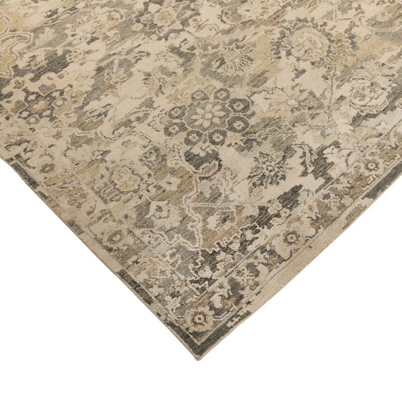 Gray Contemporary Silk Wool Blend Rug