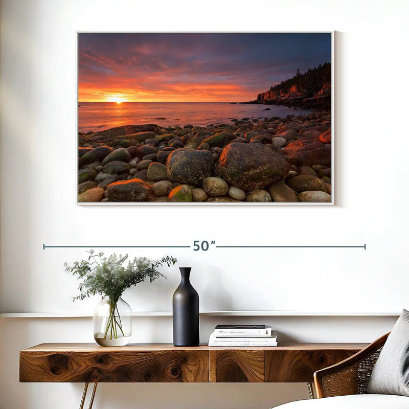 Lever de soleil au parc national d'Acadia, Cadre flottant blanc, 40 po x 27 po