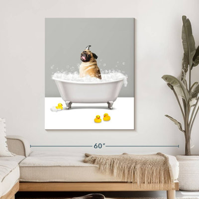 " Bathtub Animal Pug Canvas Print " Print