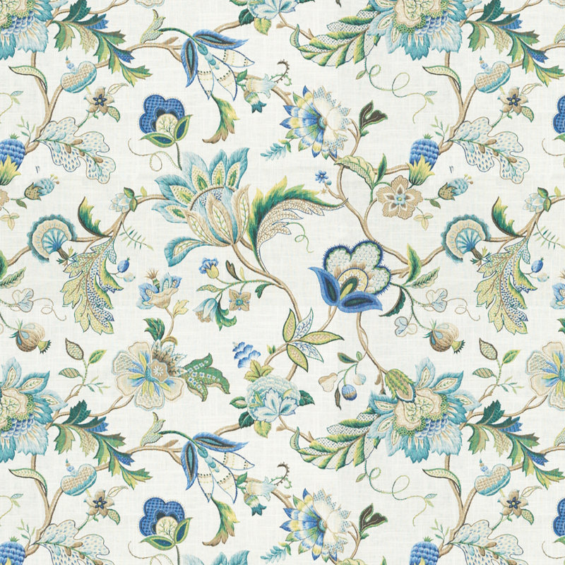 Ingrid Fabric, Green/Blue/White