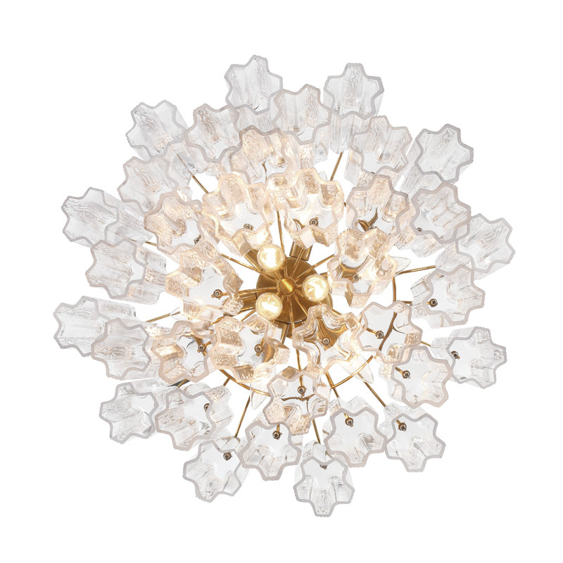 Arras 9-Light Chandelier, Aged Brass,  Clear, 14.25" H x 22" W x 22" D