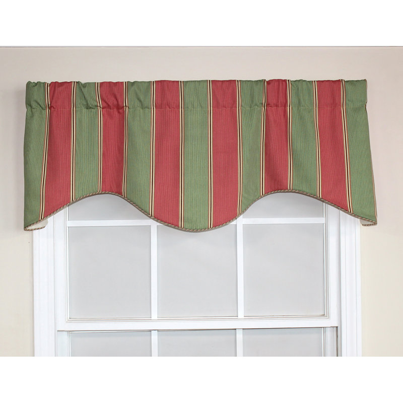 Lumaire Cotton Blend Striped Scalloped Window Valance