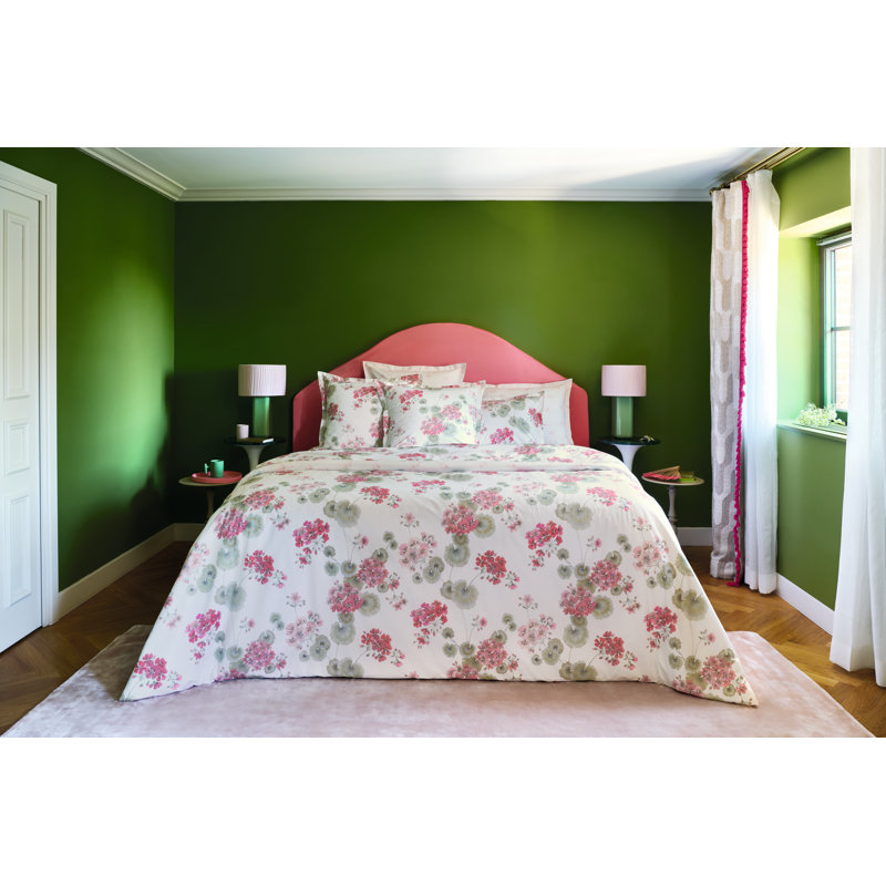 Flânerie Queen duvet cover, Pink: Green; White, King, Flânerie
