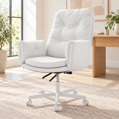 Chaise de bureau croisée à haut dossier avec accoudoirs et roues réglables