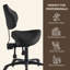 Fauteuil à roulettes pivotant avec roues et support de dossier ergonomique Latitude Run®-587143872-590031891