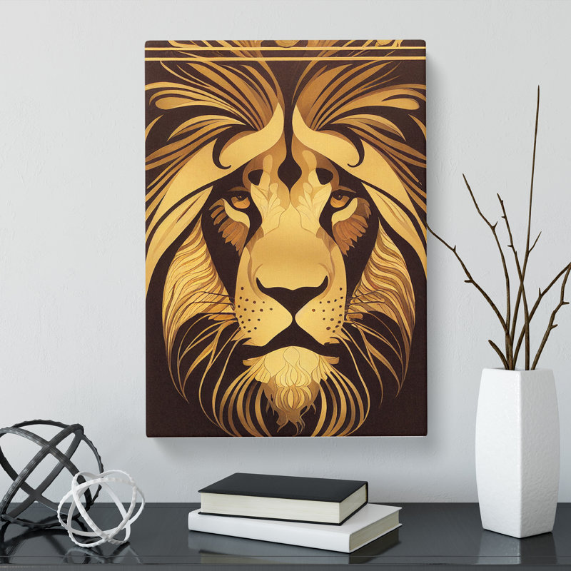 Lion Nouveau - Wrapped Canvas, 76cm H x 50cm W x 3cm D