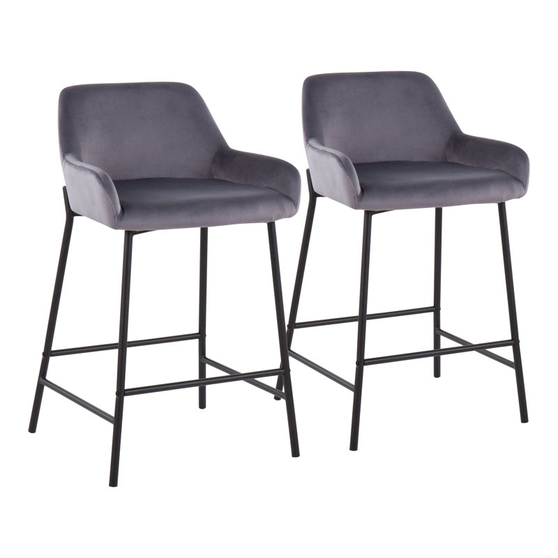 Tabouret de comptoir 24,5 po, Noir, gris, Tabouret de bar (siège d’une hauteur de 30 po)