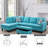 3-piece Linen Sectional Sofa-617024146-617024232