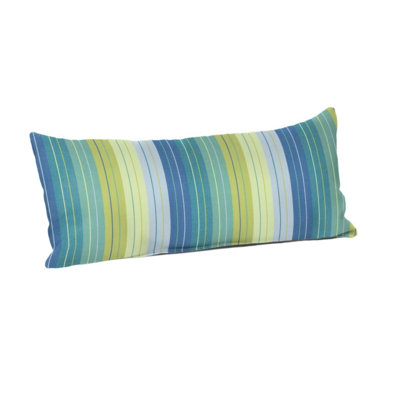 Casual Cushion Stripe Sunbrella® Fabric 1-Piece Indoor/Outdoor Lumbar Pillow, 22"W x 9"L, Seville Seaside