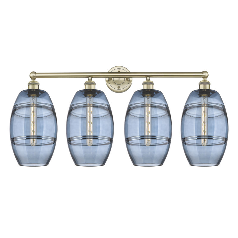 Dundrod 4 - Light Dimmable Vanity Light, Princess Blue, Antique Brass