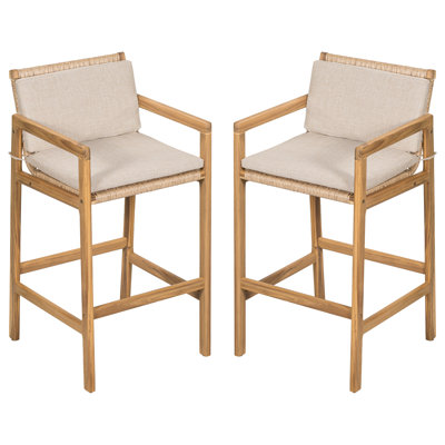 Ensemble de 2 tabourets de bar en bois Marcella