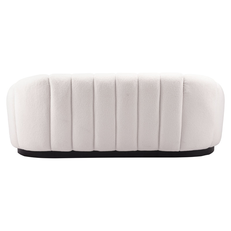 Bhutan Cream Polyester Shearling Modern Stationary Sofa