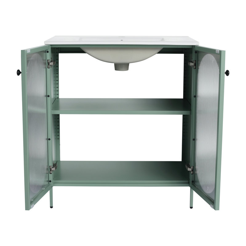 Meuble-lavabo autoportant en acier, vert menthe 30 po Roomfitter
