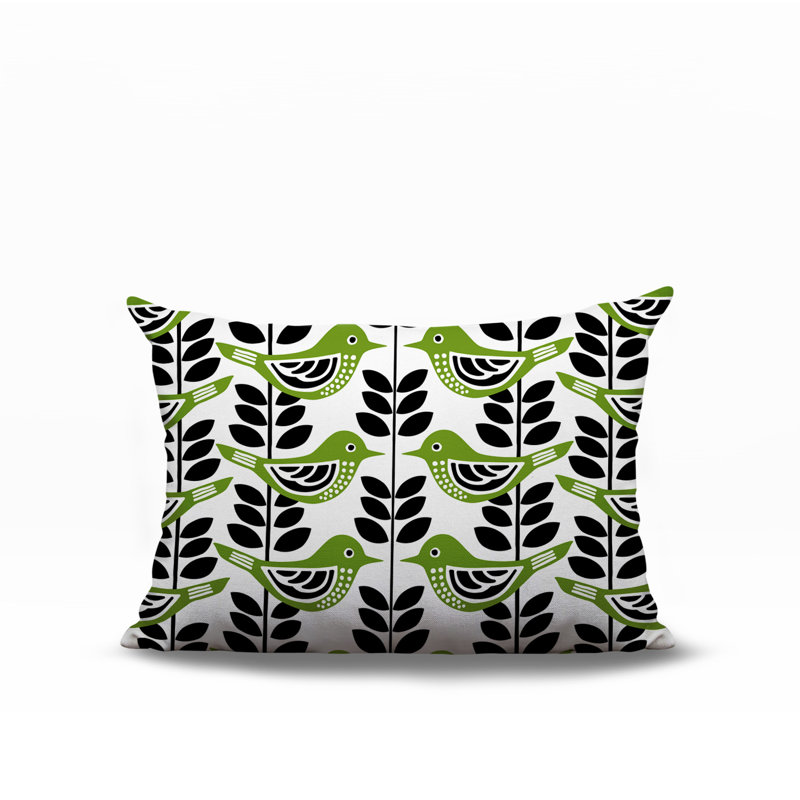 Oreiller rectangulaire réversible intérieur / extérieur Kandice Bird, Chartreuse, Rectangle H 18 po x l 25 po