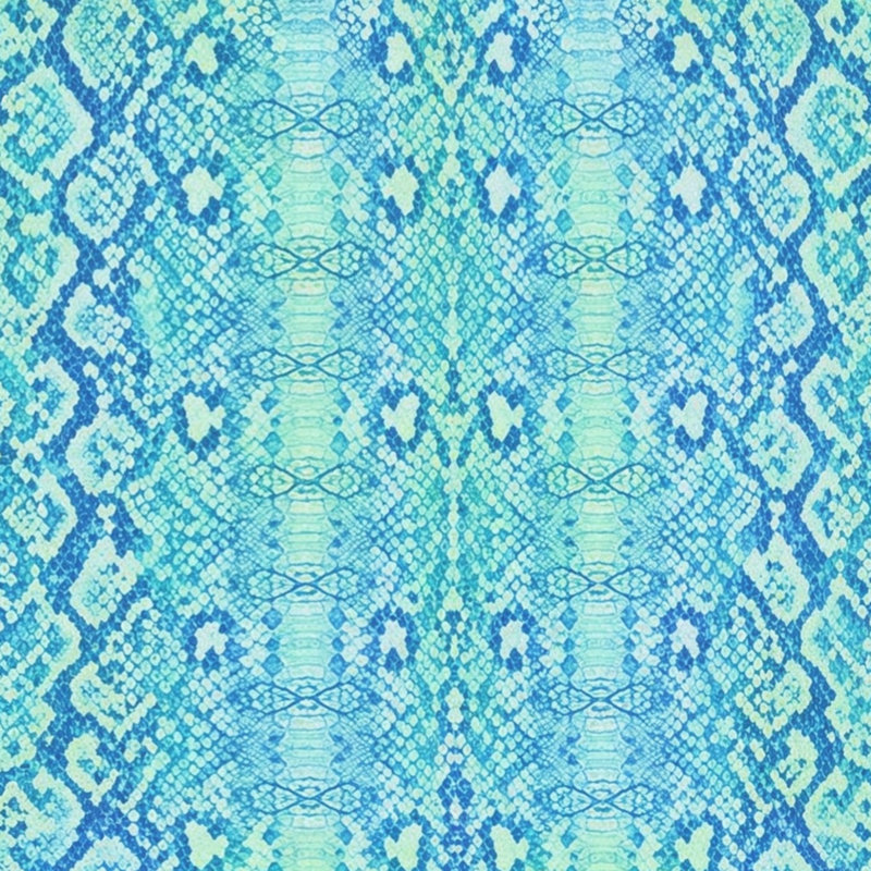 Tapis de bain à texture peau de serpent, 24in W x 17in L, Light Blue Medium Green