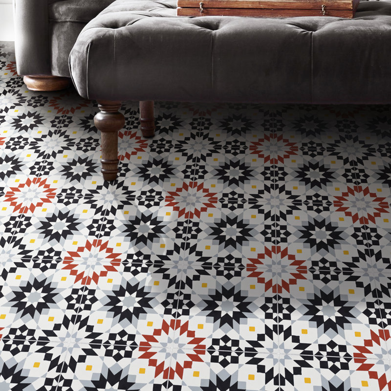 Semara 8" x 8" Cement/Marble Patterned Wall & Floor Tile