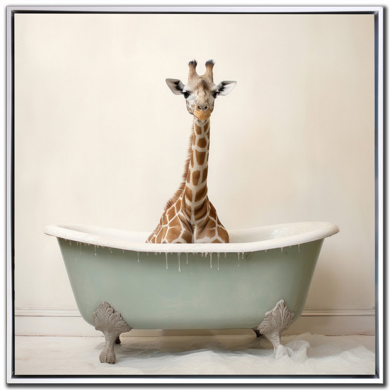 Bathroom Giraffe Joy Canvas Wall Art