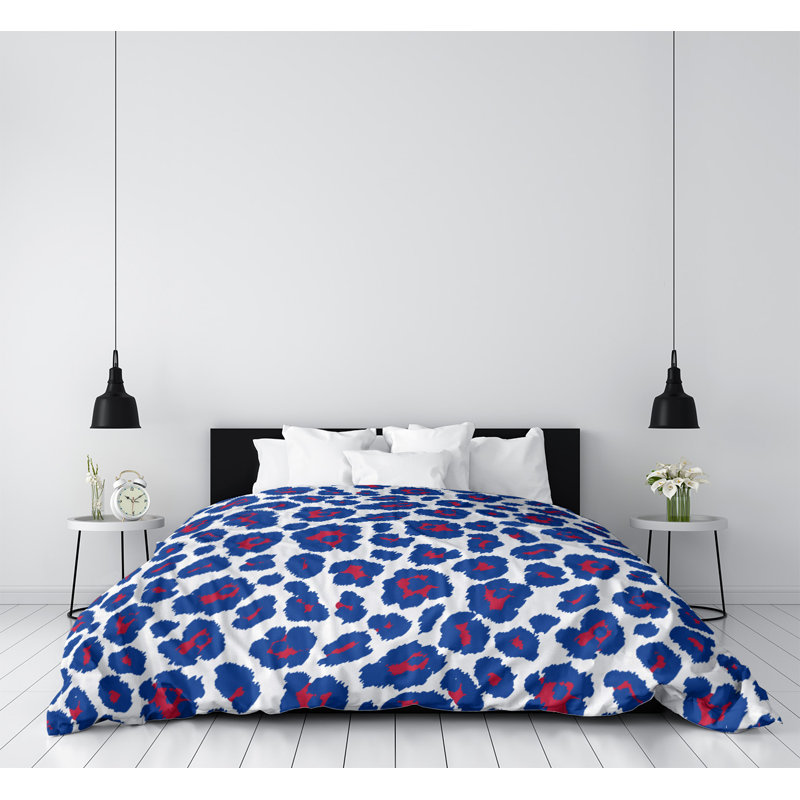 Housse de couette simple, Microfibre, Housse de couette pour très grand lit, Blanc / bleu