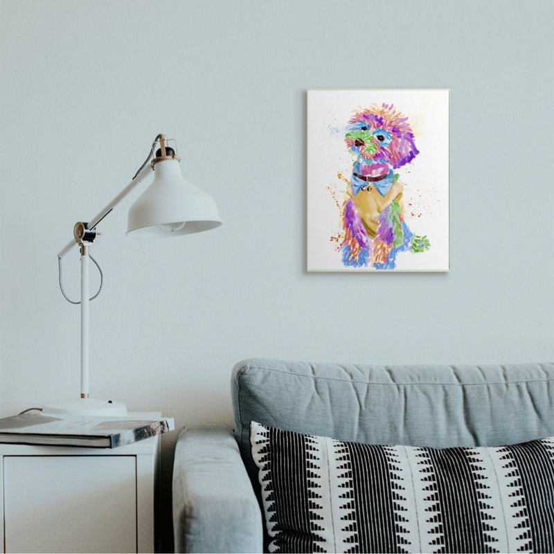 «Colorful Fun Pet Dog» par Ziwei Li - reproduction d'art, H 19 po x l 13 po x P 0,5 po, Plaque murale