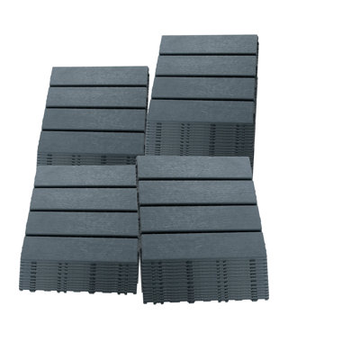 12'' X 12'' Outdoor Interlocking Plastic Deck Tiles Set Of 54