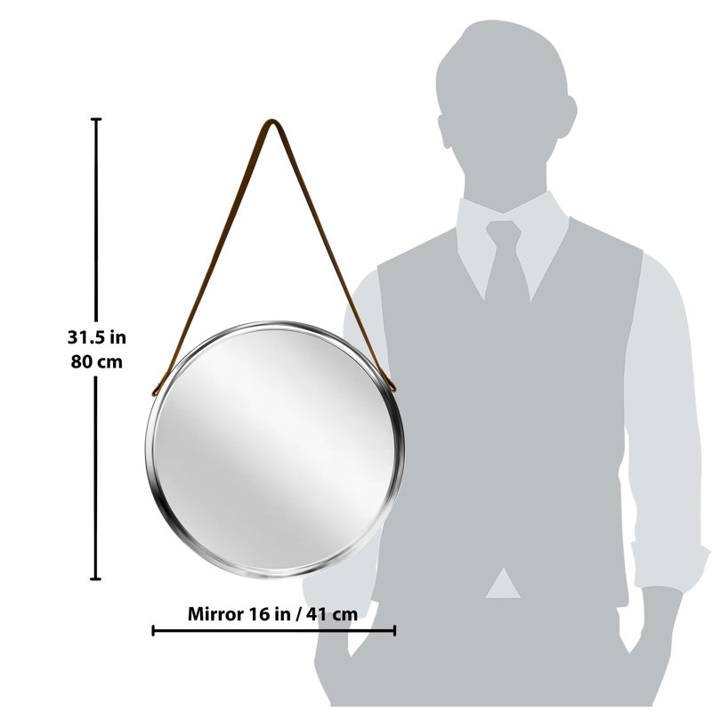 Modern/Contemporary Round Plastic Wall Mirror 18 Inches - Silver, Chrome