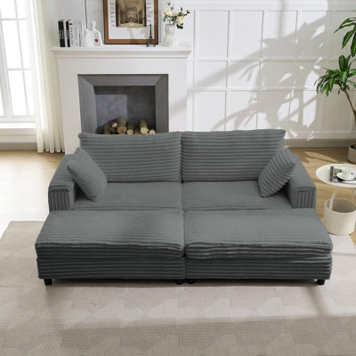 Latitude Run Chaise Lounge Chair Indoor With Ottoman,85 Inch Upholstered Sofa Bed With Throw Pillows And Storage Armrests, Sleeper Reclining Loveseat, by Latitude Run