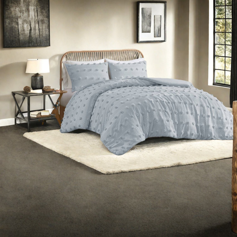 Ensemble de literie durable 2 pièces simple / simple TG, jacquard en polyester, design bleu moderne pour le confort de la maison
