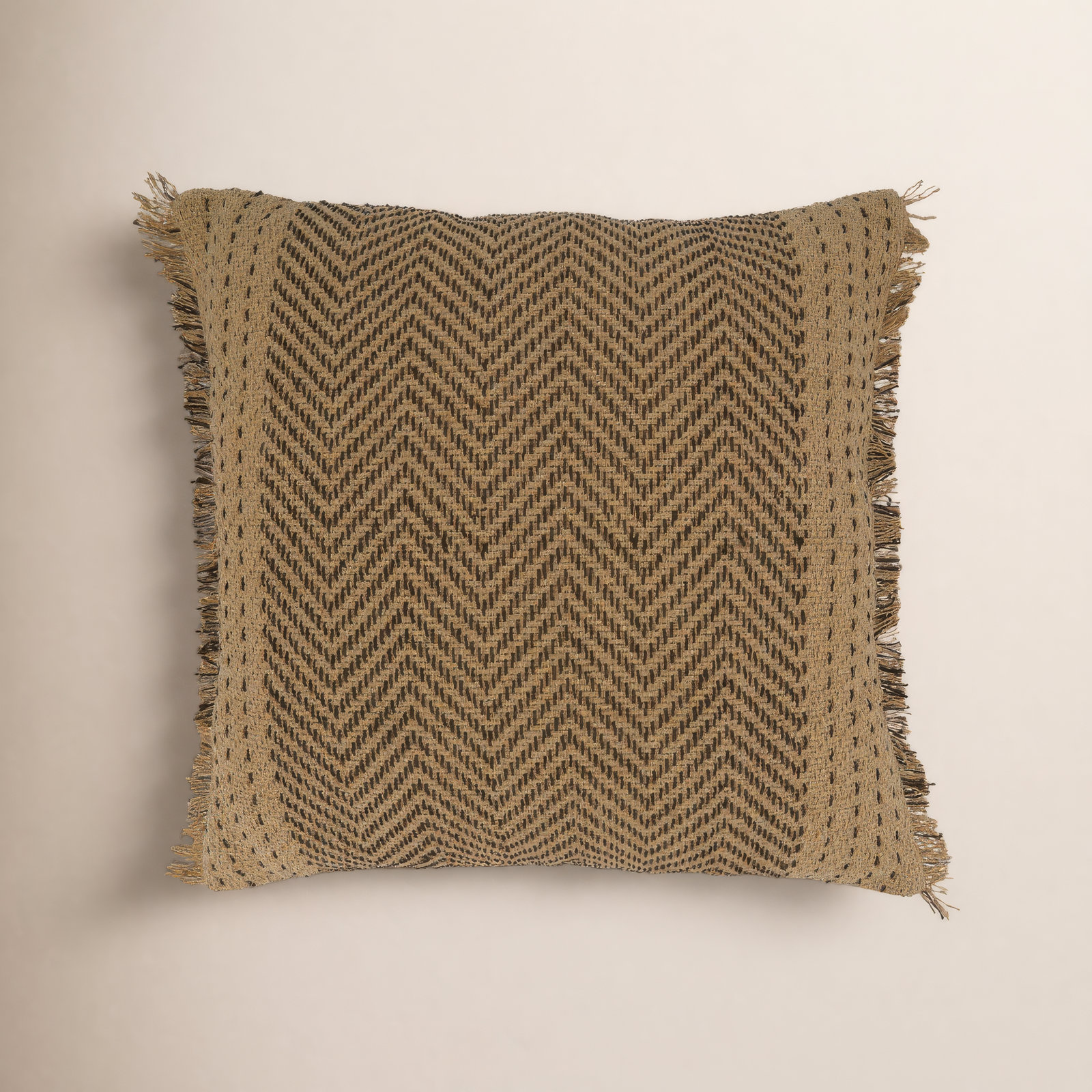 Carey Fringed Cotton Throw Pillow, Polyester/Polyfill, Natural