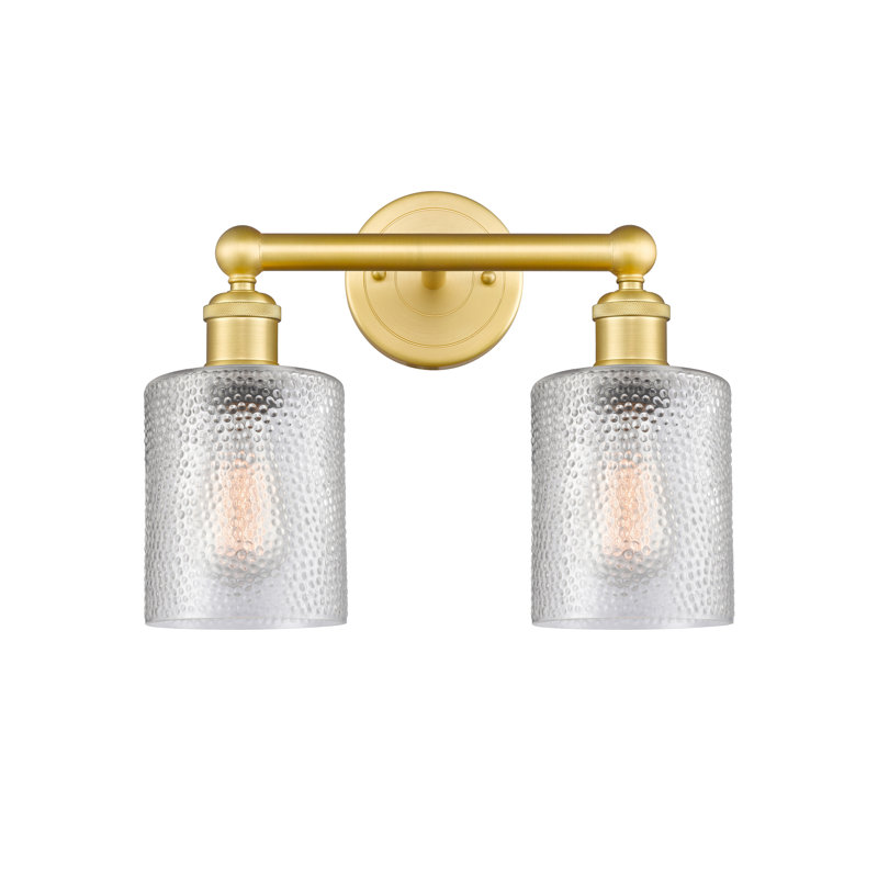 2 - Light Dimmable Vanity Light, Clear, Satin Gold