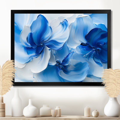 Ocean Blue Petal Geometry Delicate Flower Petals - Abstract Flowers Canvas Wall Art