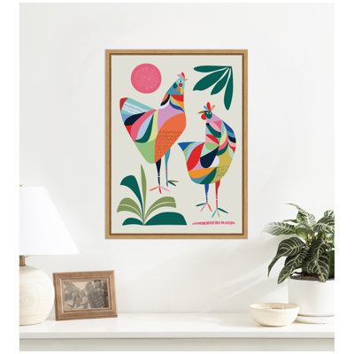 Whimsical Chickens by Rachel Lee 3 Birdies Studio Framed Canvas Wall Art Print