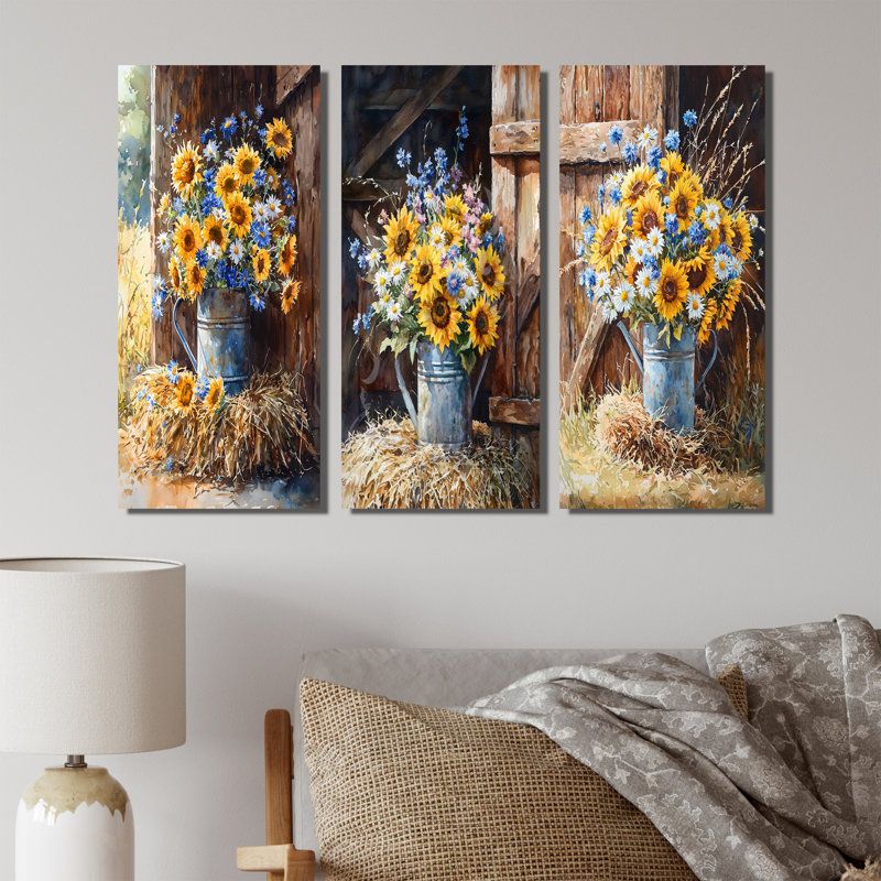Fleurs assorties - Collection d'art mural traditionnel, Toile tendue, H 28 po x l 36 po, Ne s’applique pas