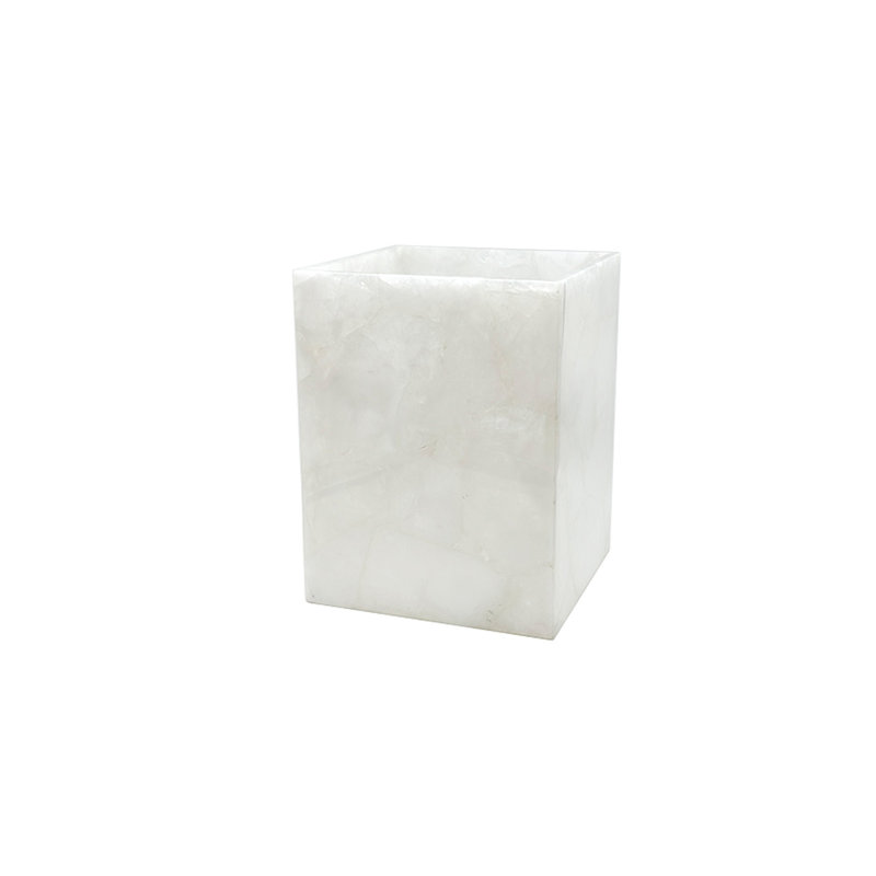 Premium Rock Crystal (Snow Quartz) Waste Bin