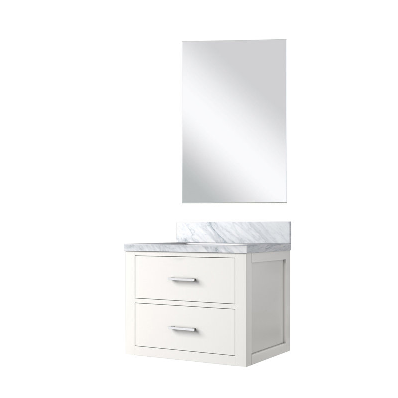 Meuble-lavabo simple blanc l 24 po x P 18 po, comptoir en acrylique et miroir 18 po