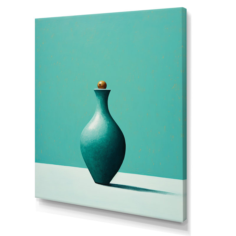 Tenpin turquoise sur toile, Toile tendue, H 44 po x l 34 po x P 1,5 po