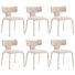 Modern Minimalist Dining Chair, Beige Upholstered Fabric Chair With Splayed Steel Frame And Foam Cushion