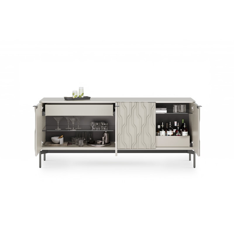 Mesa 79.5'' W Sideboard, Stone/Brushed Carbon