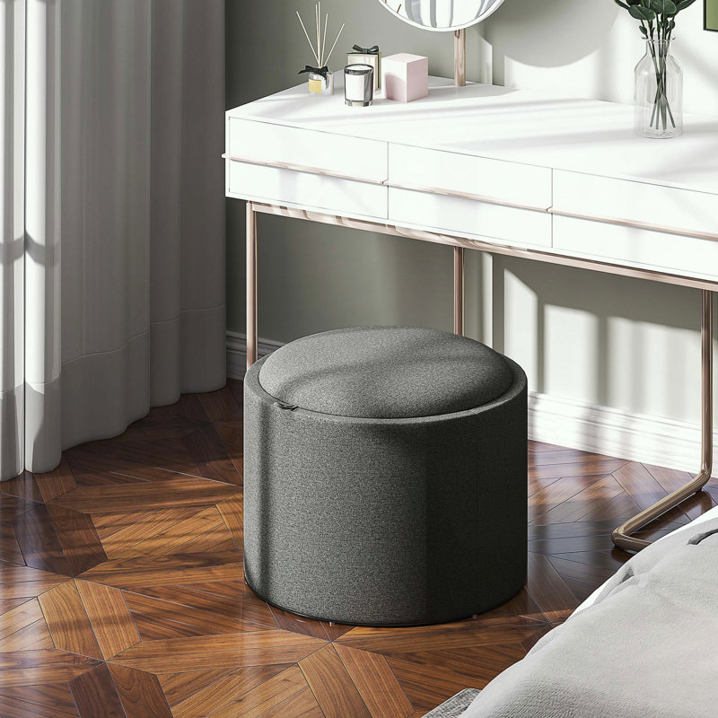 Repose-pieds rond avec plateau rabattable et sans assemblage, Gris foncé