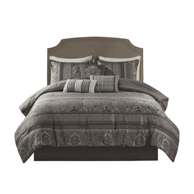 7 Piece Jacquard Comforter Set Grey